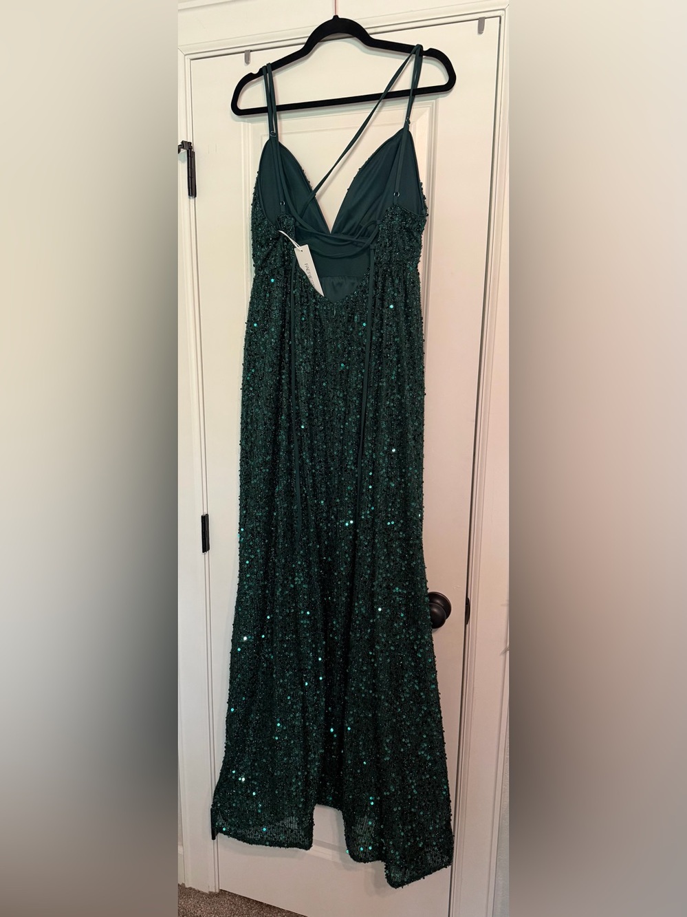 Emerald Green Sequin Evening Dress